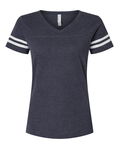 Women's Football V-Neck Fine Jersey Tee - 3537