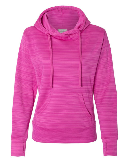 Women's Odyssey Striped Performance Fleece Lapover Hooded Sweatshirt - 8662