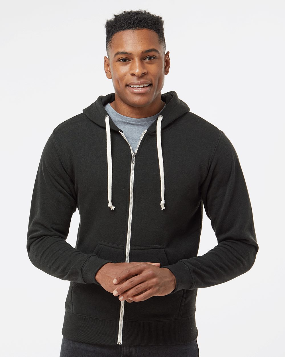 Men's Triblend Full-Zip Hooded Sweatshirt - 8872