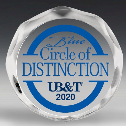 Screen Printed Scalloped Circle Paperweight Award - 4” dia x 3/4”