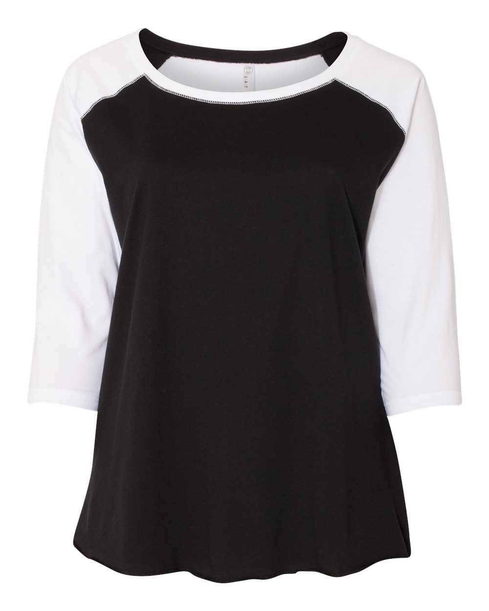 Women's Curvy Collection Baseball Three-Quarter Sleeve Tee - 3830