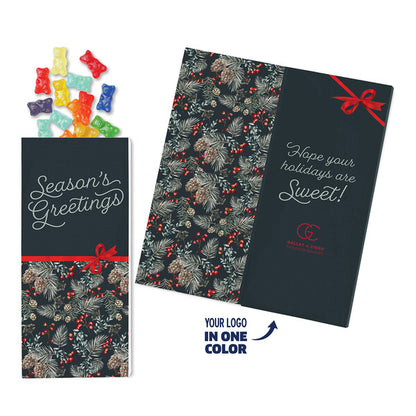 One Color Foil-Stamped Stock Pine Boughs & Berries Sweeter Cards with Albanese Gummi Bears