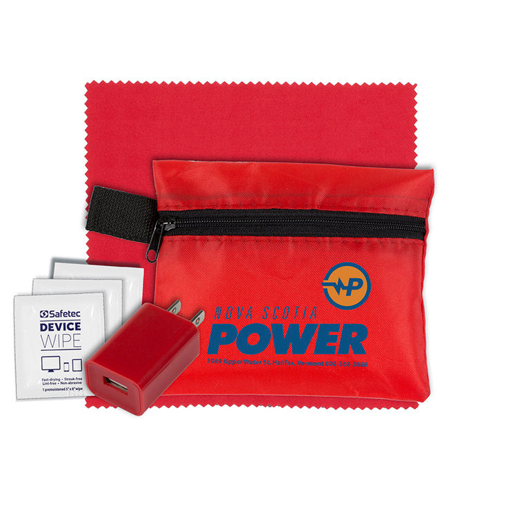 "TECHPACK" Tech Hom and Travel Kit with Microfiber Cleaning Cloth and US Wall Charger