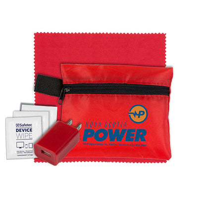 "TECHPACK" Tech Hom and Travel Kit with Microfiber Cleaning Cloth and US Wall Charger