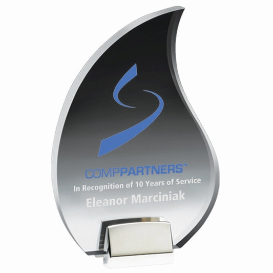 Flame Award w/ Chrome Base (5 1/2" x 9" x 3/4") - Laser Engraved