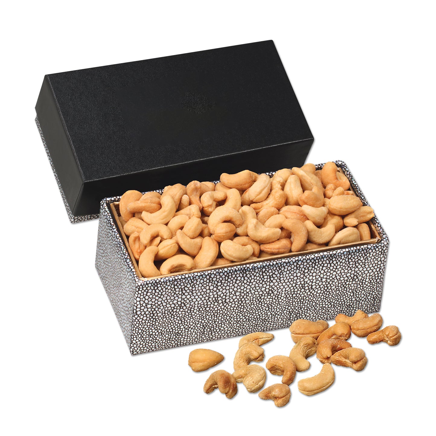 Fancy Cashews in Black & Silver Gift Box