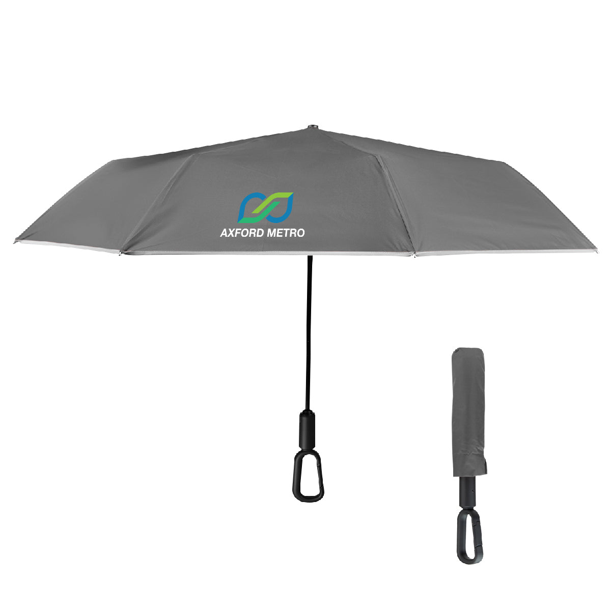 46" Arc Reflective Umbrella With Carabiner Handle