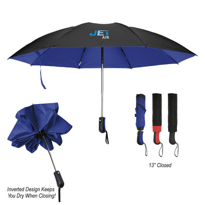 46" Arc Two-Tone rPET Inversion Umbrella
