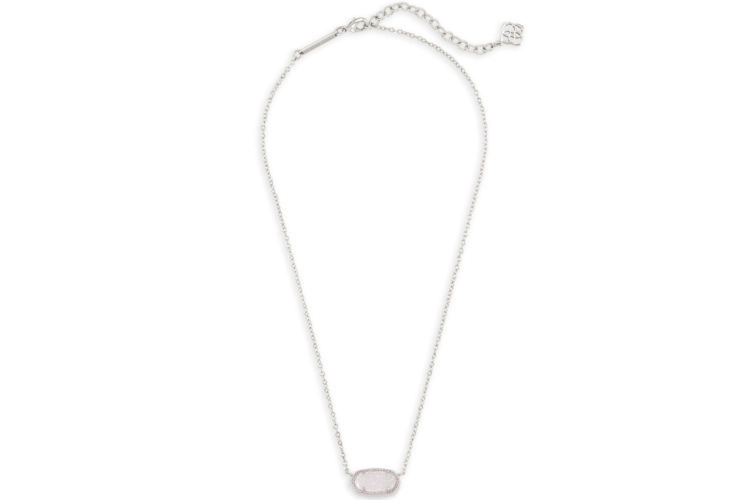 Kendra Scott Elisa Silver Pendant Necklace in Iridescent Drusy