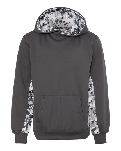 Youth Digital Camo Colorblock Performance Fleece Hooded Sweatshirt - 2464