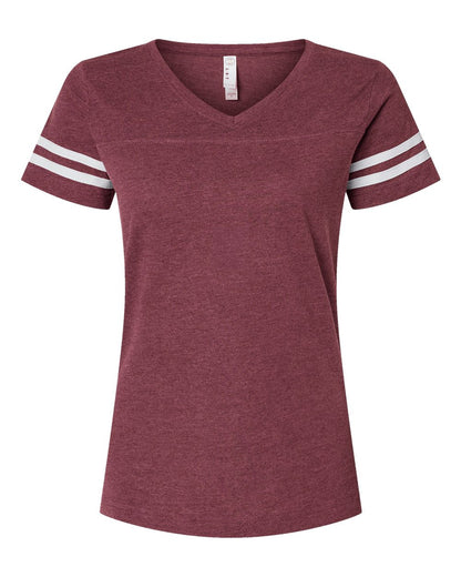 Women's Football V-Neck Fine Jersey Tee - 3537