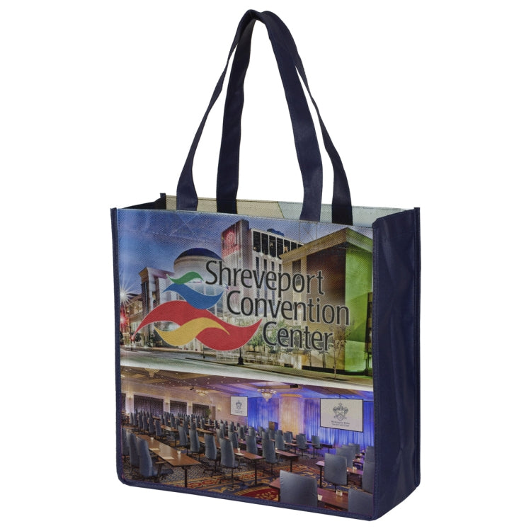 13”W x 13”H x 5”Gusset - “COLUMBUS” Full Color Import Air Ship Grocery Shopping Tote Bags