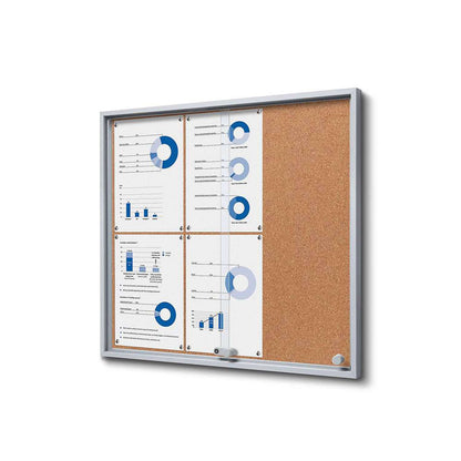 45"W x 38"H Cork Indoor Enclosed Bulletin Board Sliding door
