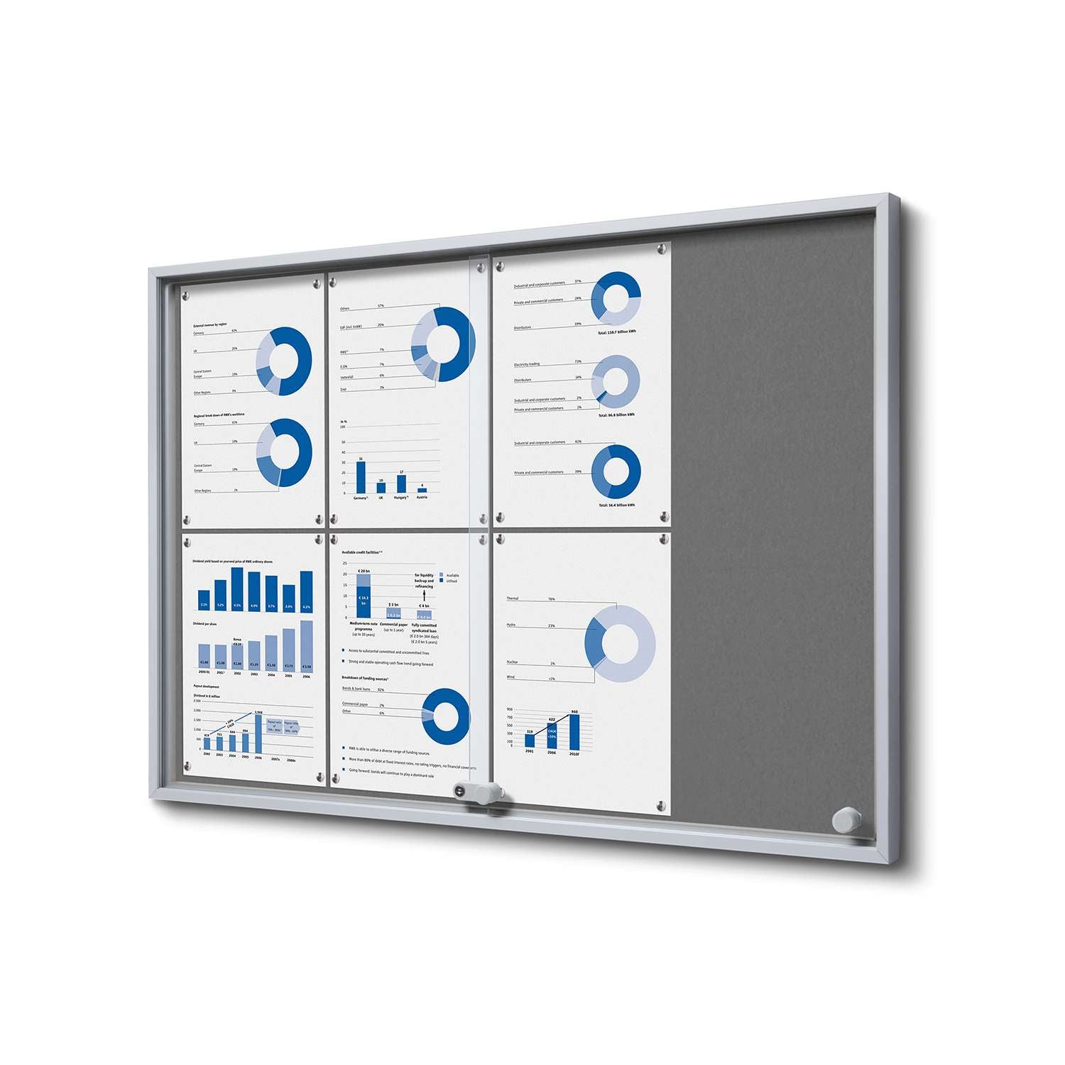 45"W x 38"H Felt Indoor Enclosed Bulletin Board Sliding Door