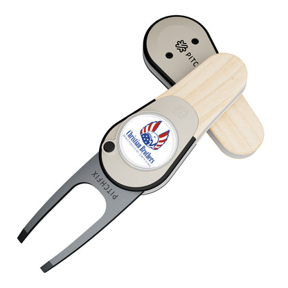 Pitchfix Woodie Golf Divot Repair Tool in Window Tin