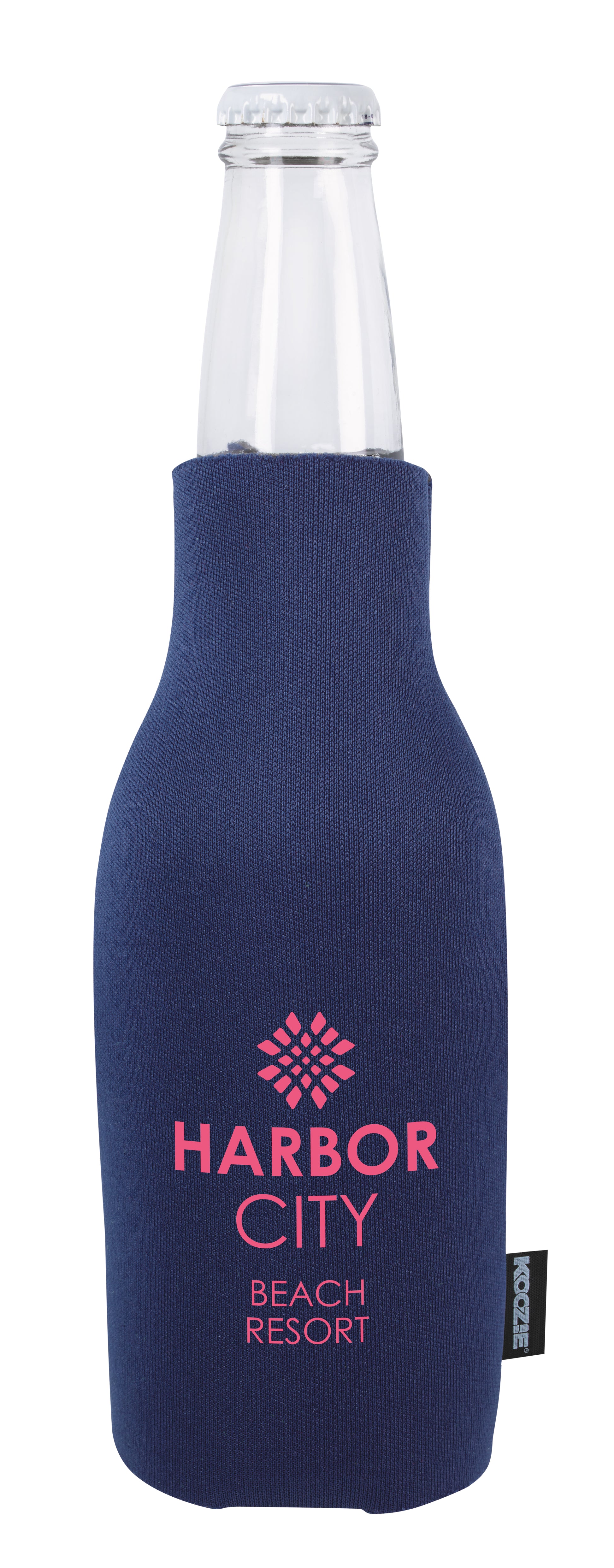 Front View of Black Koozie® Zip-Up Bottle Cooler with Opener