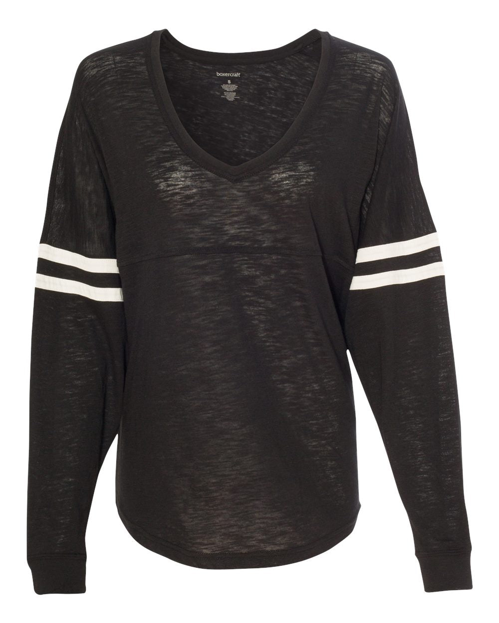 Women’s Slub Jersey Varsitee V-Neck Long Sleeve T-Shirt - T17