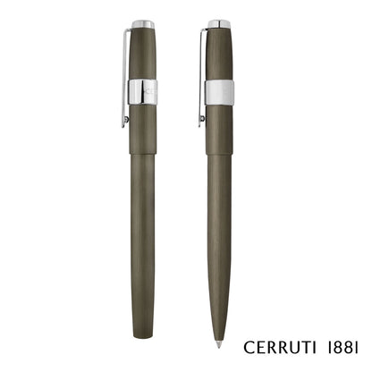 Cerruti 1881® Block Brushed Ballpoint Pen & Fountain Pen Set