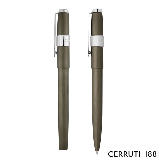 Cerruti 1881® Block Brushed Ballpoint Pen & Fountain Pen Set