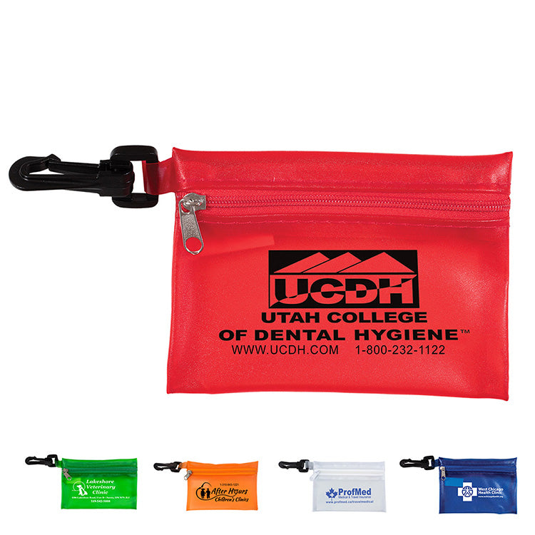 4 9/10 "W x 3 1/2"H - “Bali” Translucent Zipper Storage Pouch with Plastic Hook