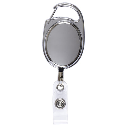 "Pataskala" 30” Cord Shiny Chrome Finish Solid Metal Retractable Badge Reel and Badge Holder with L