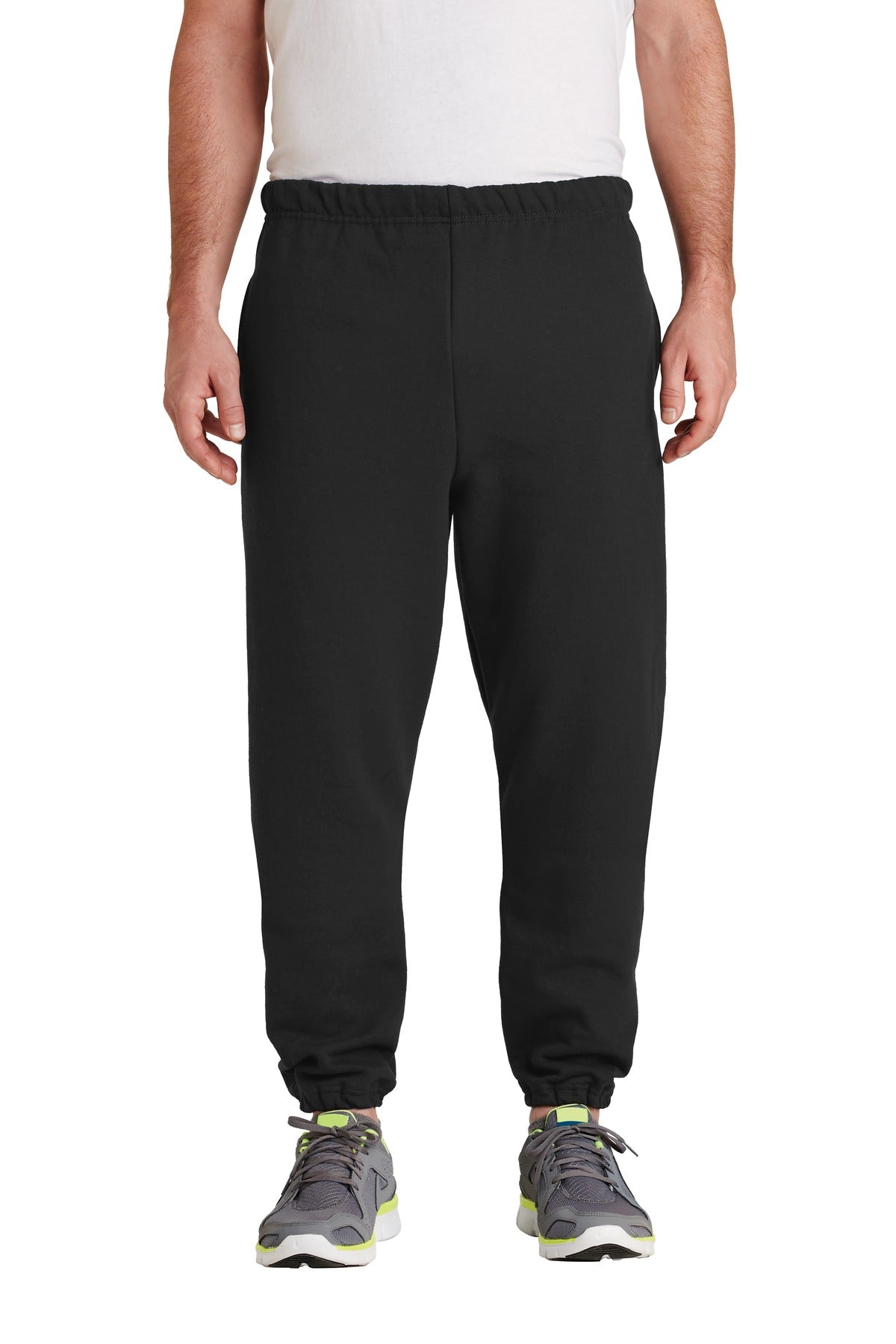 Front View of Black Jerzees Super Sweats NuBlend - Sweatpant with Pockets. 4850MP  - S