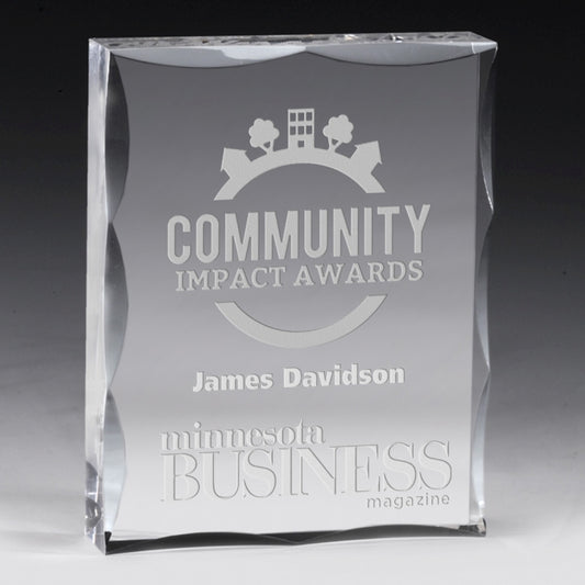 Screen Printed Scalloped Acrylic Paperweight Awards - 4” x 5” x 1”