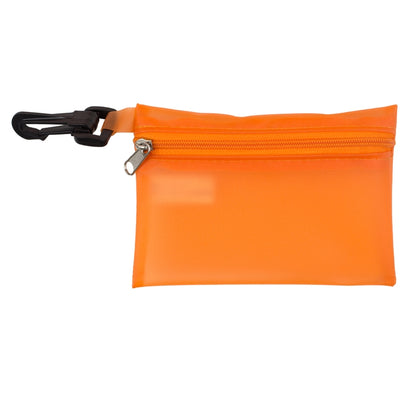 "PARKWAY 7" Piece First Aid Kit inTranslucent Zipper Kit with Plastic Carabiner Attachment