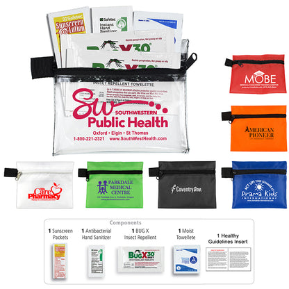 Red 'Stay Safe Kit' 5 Piece Insect Repellent Kit in Zipper Pouch