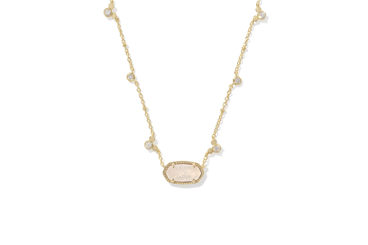 Kendra Scott Disney Gold Mickey Mouse Elisa Short Pendant Necklace in Iridescent Drusy