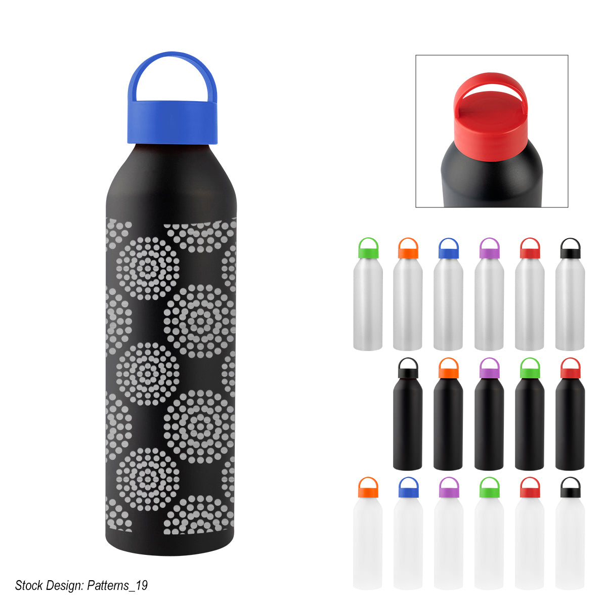 MATTE BLACK 22 Oz. Full Laser Darcy Aluminum Bottle