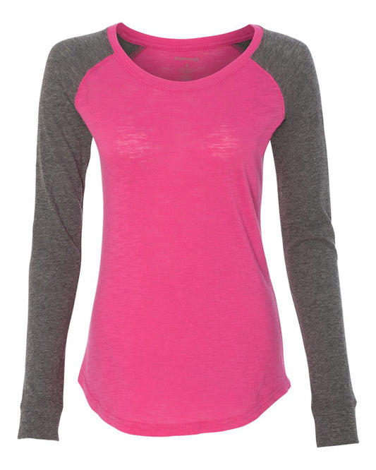 Women’s Preppy Patch Slub Long Sleeve T-Shirt - T66