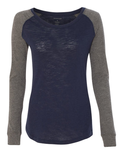 Women’s Preppy Patch Slub Long Sleeve T-Shirt - T66