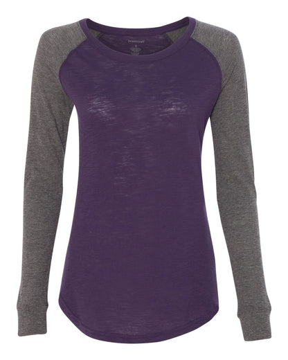 Women’s Preppy Patch Slub Long Sleeve T-Shirt - T66