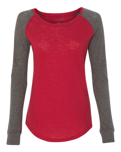 Women’s Preppy Patch Slub Long Sleeve T-Shirt - T66