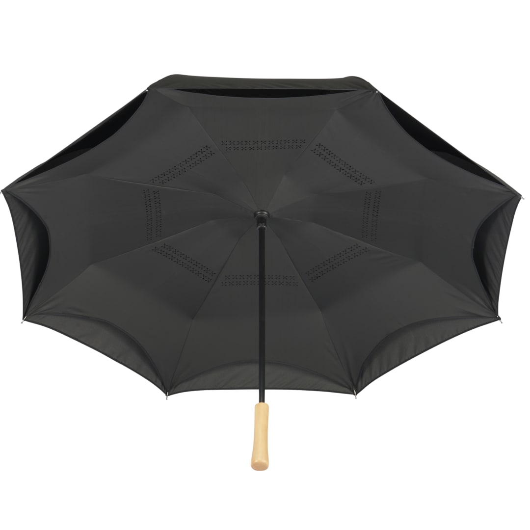 Black 48" Recycled  Manual Inversion Umbrella