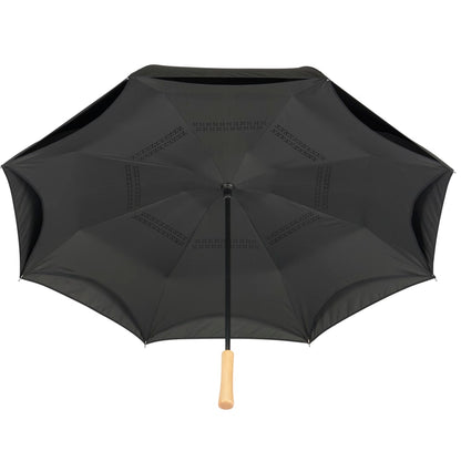 Black 48" Recycled  Manual Inversion Umbrella