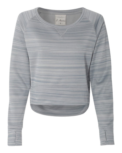 Women's Odyssey Striped Performance Fleece Hi-Low Crewneck Sweatshirt - 8663