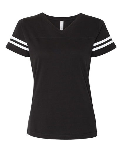 Women's Football V-Neck Fine Jersey Tee - 3537