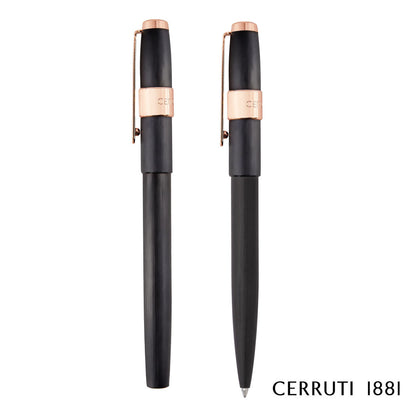 Cerruti 1881® Block Brushed Ballpoint & Rollerball Pen Set