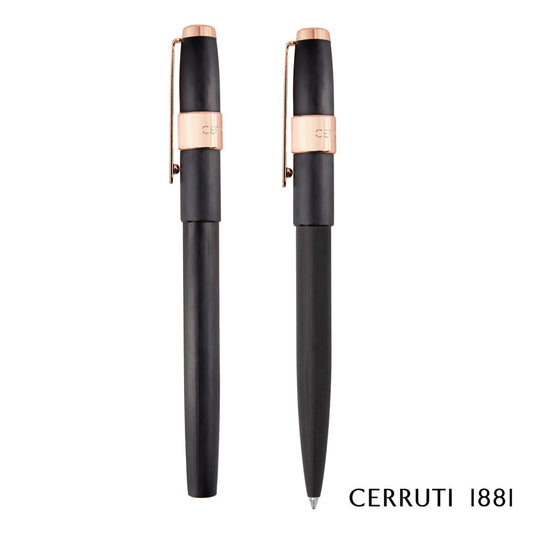 Cerruti 1881® Block Brushed Ballpoint & Rollerball Pen Set