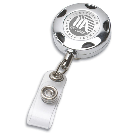 32" Cord Round Chrome Solid Metal Sport Retractable Badge Reel & Badge Holder