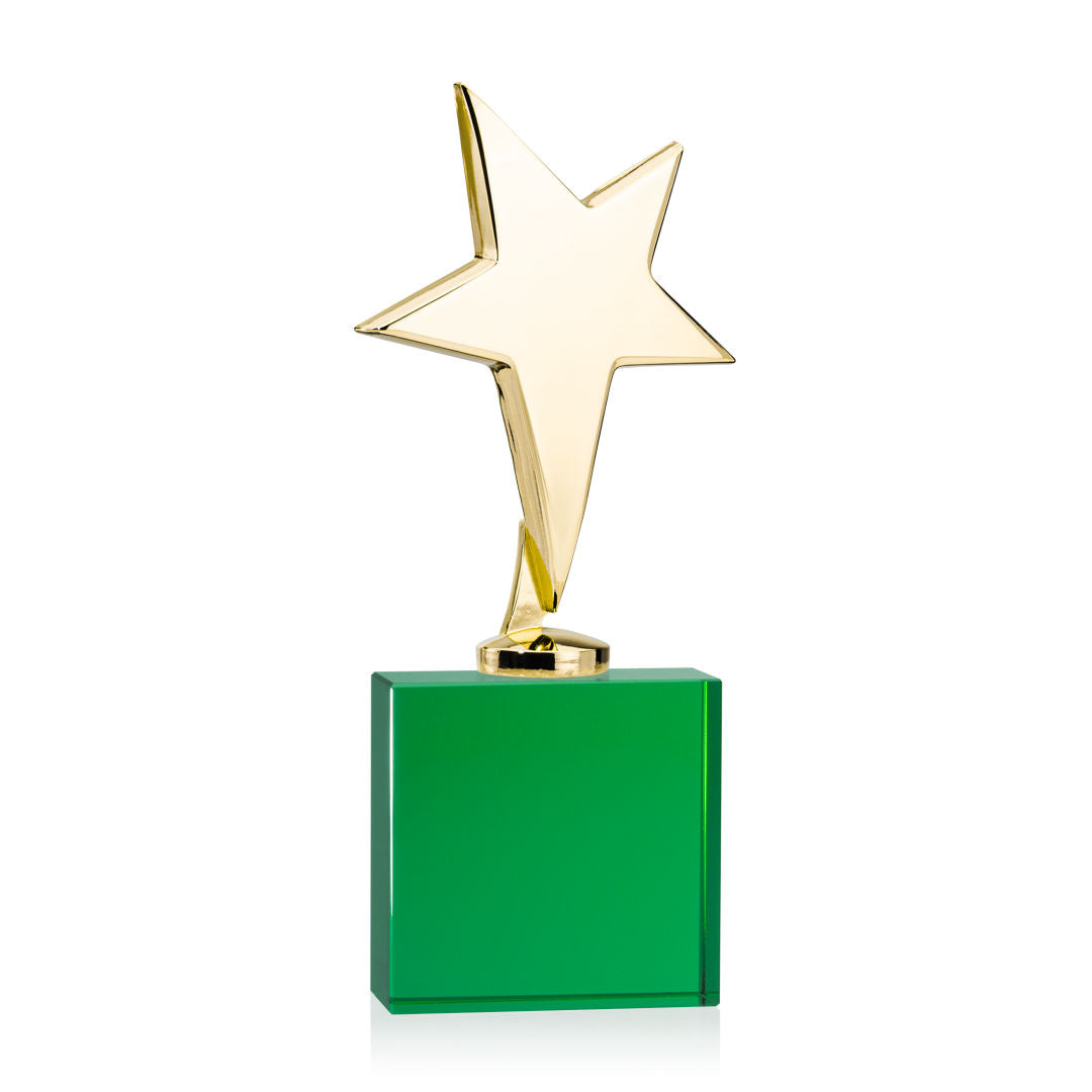 Tuscany Gold Star VividPrint™ Award on Woodlawn Base - Green
