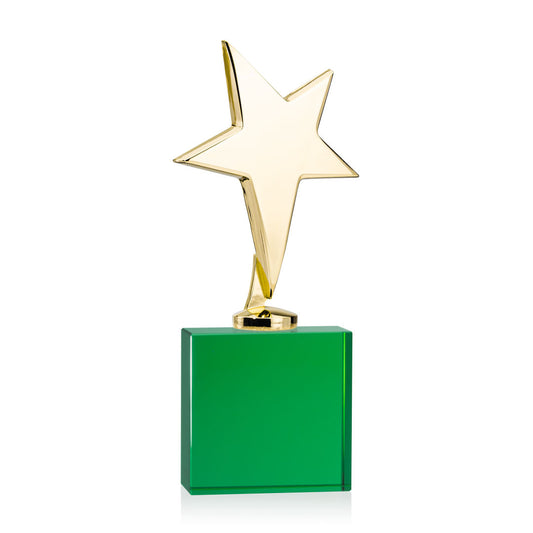 Tuscany Gold Star VividPrint™ Award on Woodlawn Base - Green
