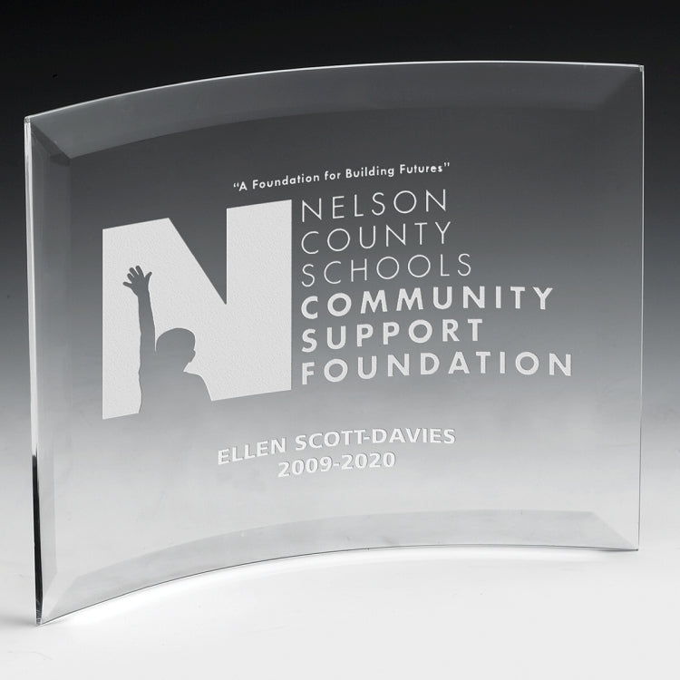 Laser Engraved Freestanding Curved Award (6"x 8"x 1/4")