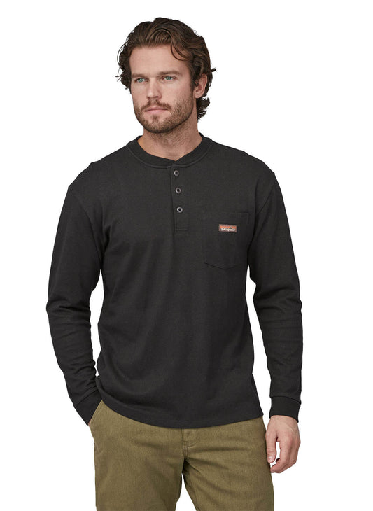 Patagonia Men's Long-Sleeved Work Henley Pocket T-Shirt - Black - SM