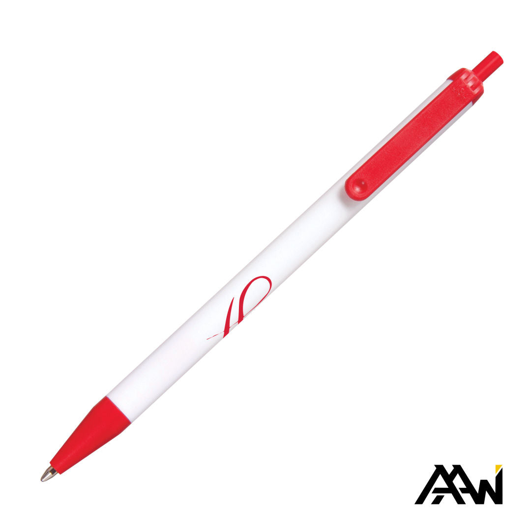 Value Slim Pen w/Glossy White Barrel - Matte Colored Accent