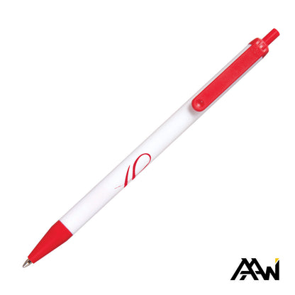 Value Slim Pen w/Glossy White Barrel - Matte Colored Accent