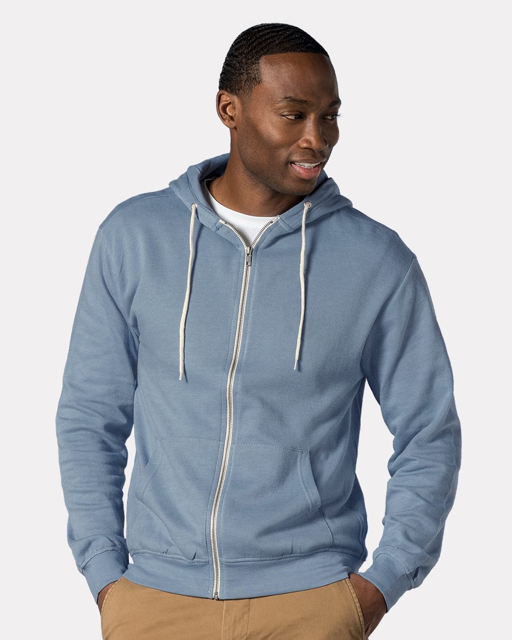 Unisex Retro Heather Full-Zip Hooded Sweatshirt - 2349