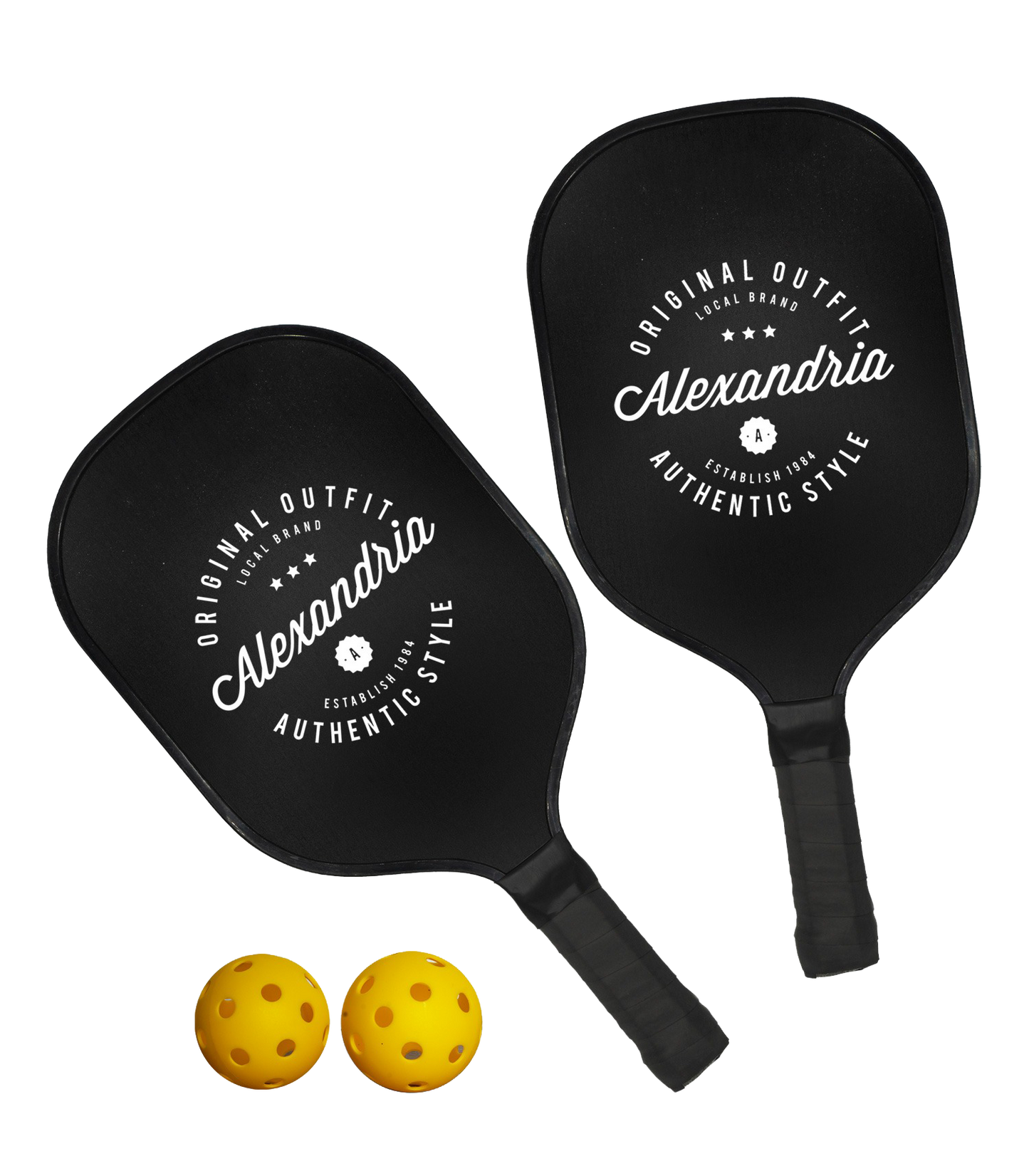 Black Smasher Pickleball Set Black (Screen Print)